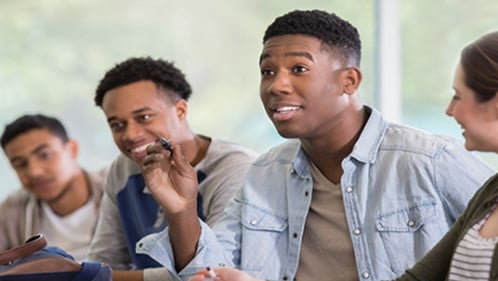 Students having discussion in classrroom