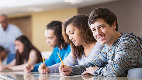 High school students practicing writing