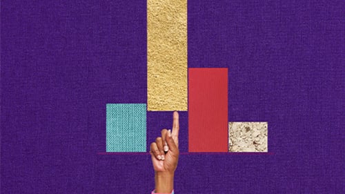 finger pointing toward bar graph