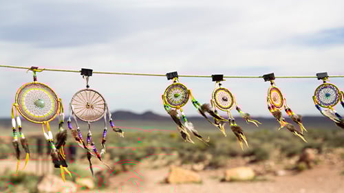 Indigenous wind catchers on a line