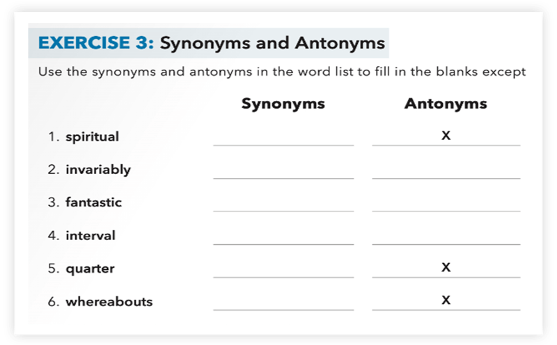 Vocabu-Lit synonym and antonym exercise image