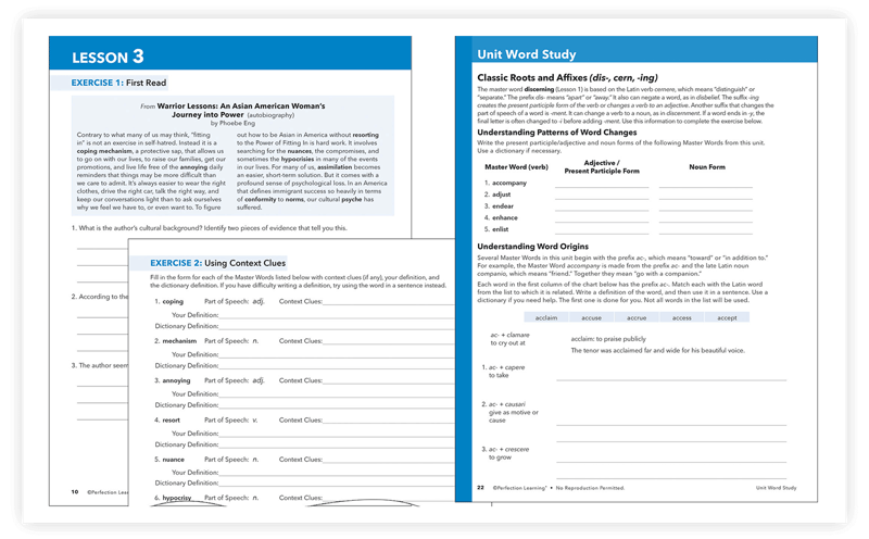 Vocabu-Lit lesson pages