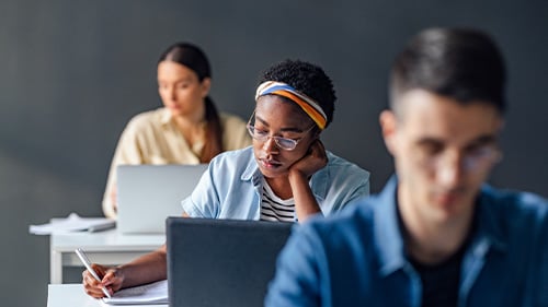 high school students practicing for AP English exams