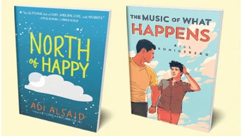 Book covers of North of Happy and the Music of What Happens