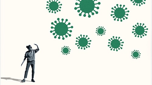 woman shielding herself from disease