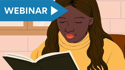 Illustration of a young Black girl reading a book