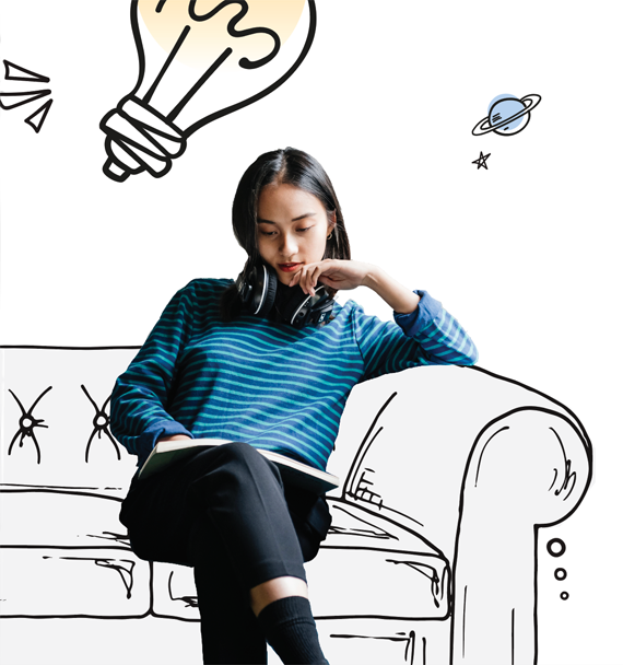 Student reading a book