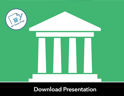 White illustration of judicial building against green background. Text reads 