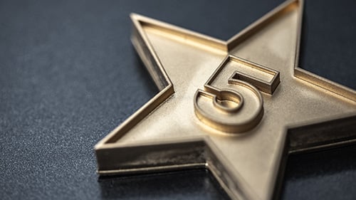 Bronze start with a number 5 etched into it