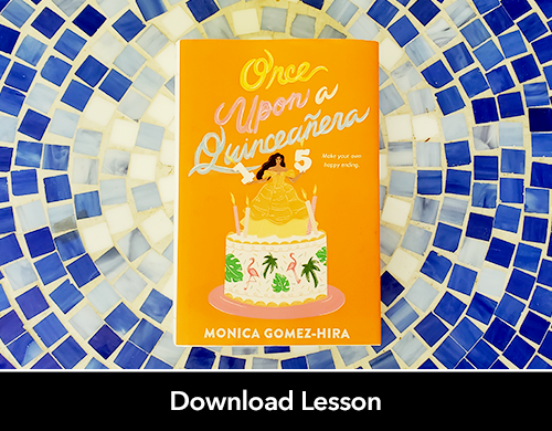 Text: Download Lesson; Image: Once Upon a Quincenera book cover