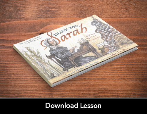 Text: Download Lesson; Image: Thank You, Sarah book cover